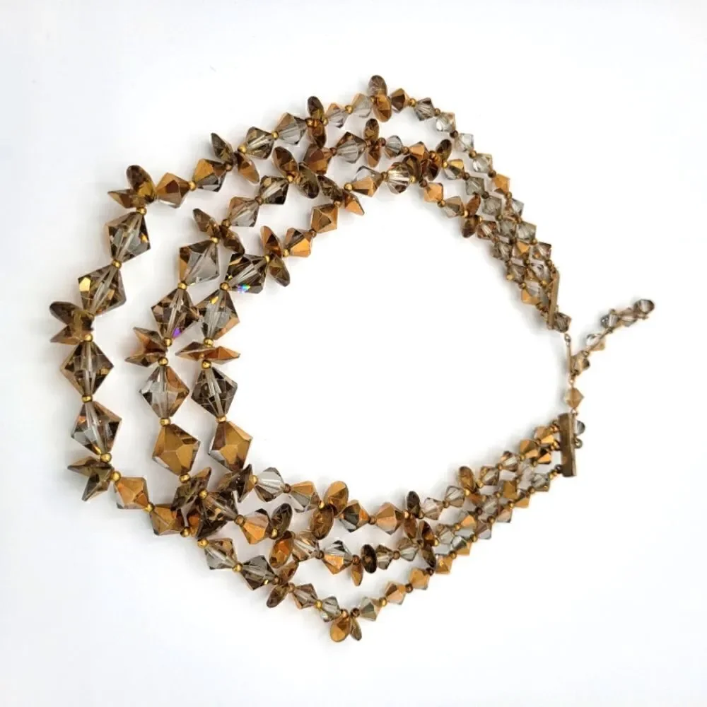 Vintage Gold Flashed Multi Strand Crystal Necklace - Picture 9 of 9